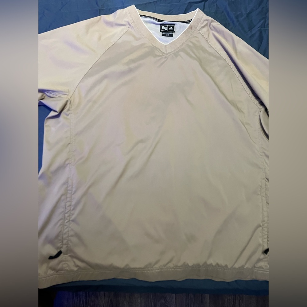 Adidas Men's Beige V-Neck Windbreaker